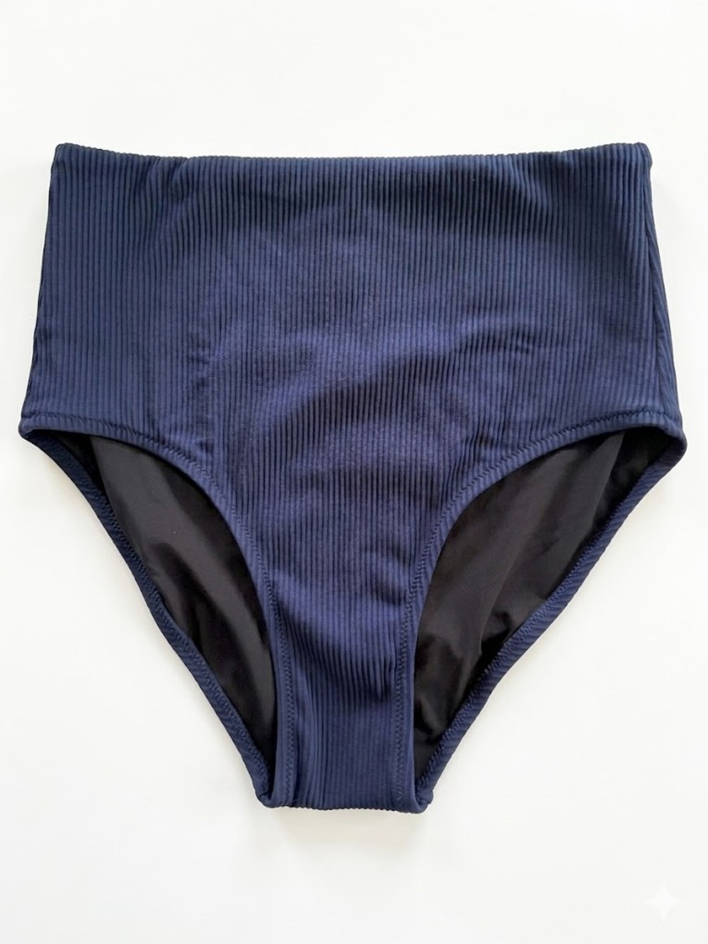 J. Crew Factory Ribbed High-Waisted Bikini Bottom in Antique Navy Size Medium
